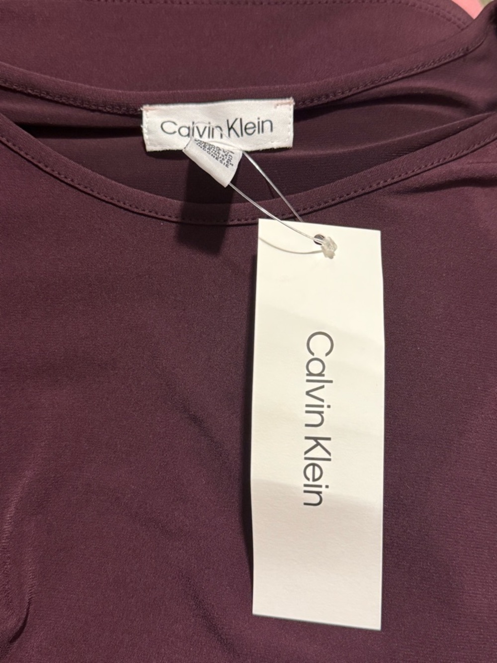 NWT Calvin Klein Long-Sleeve Scoop Neck Top in Merlot - Picture 11 of 11